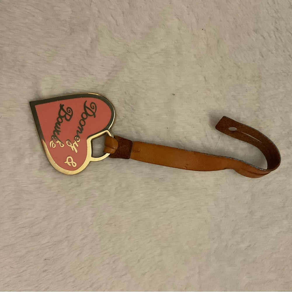 Dooney and Bourke Heart-Shaped Pink and Gold Keychain Accessories